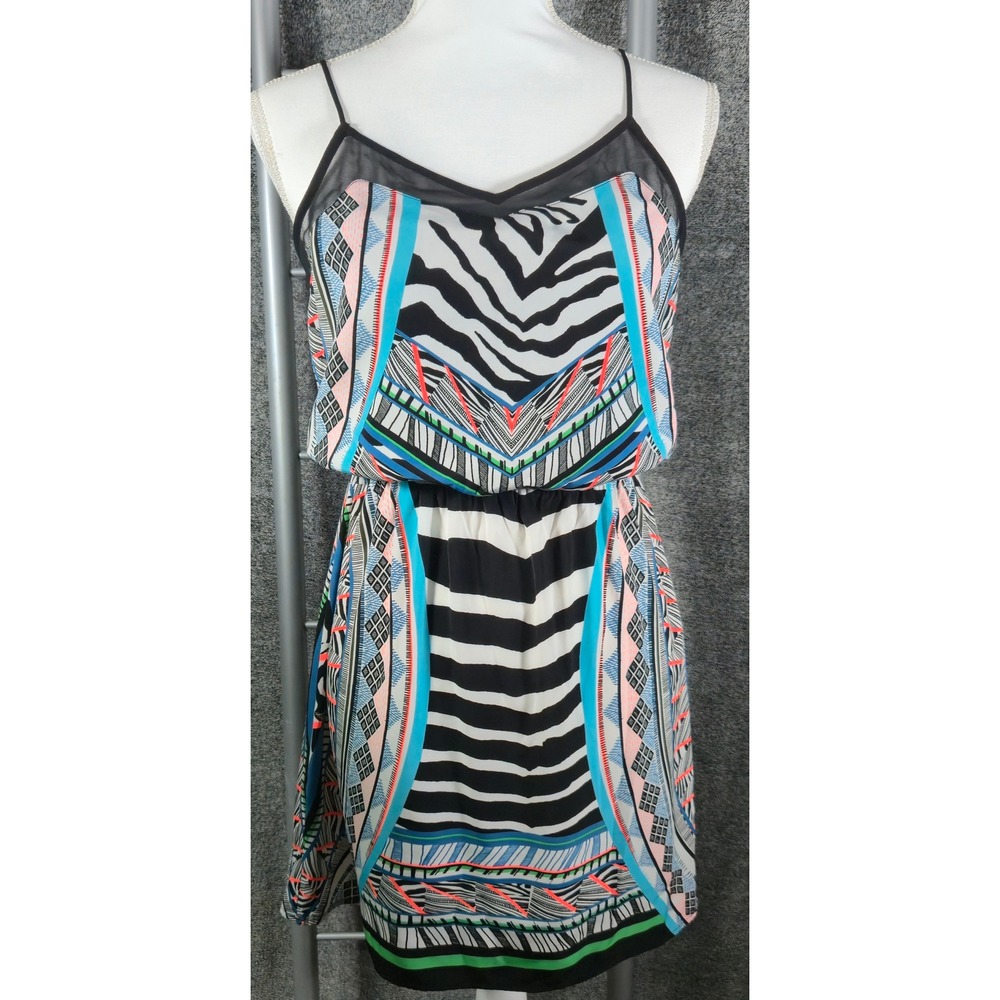 Express Womens Multi Color Geometric Zebra Blouson Mini Dress Size M 90233